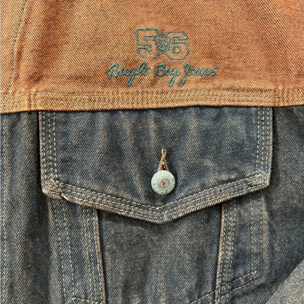 Vintage 90s Bugle Boy Two-Tone Brown and Orange Unisex Jean Jacket